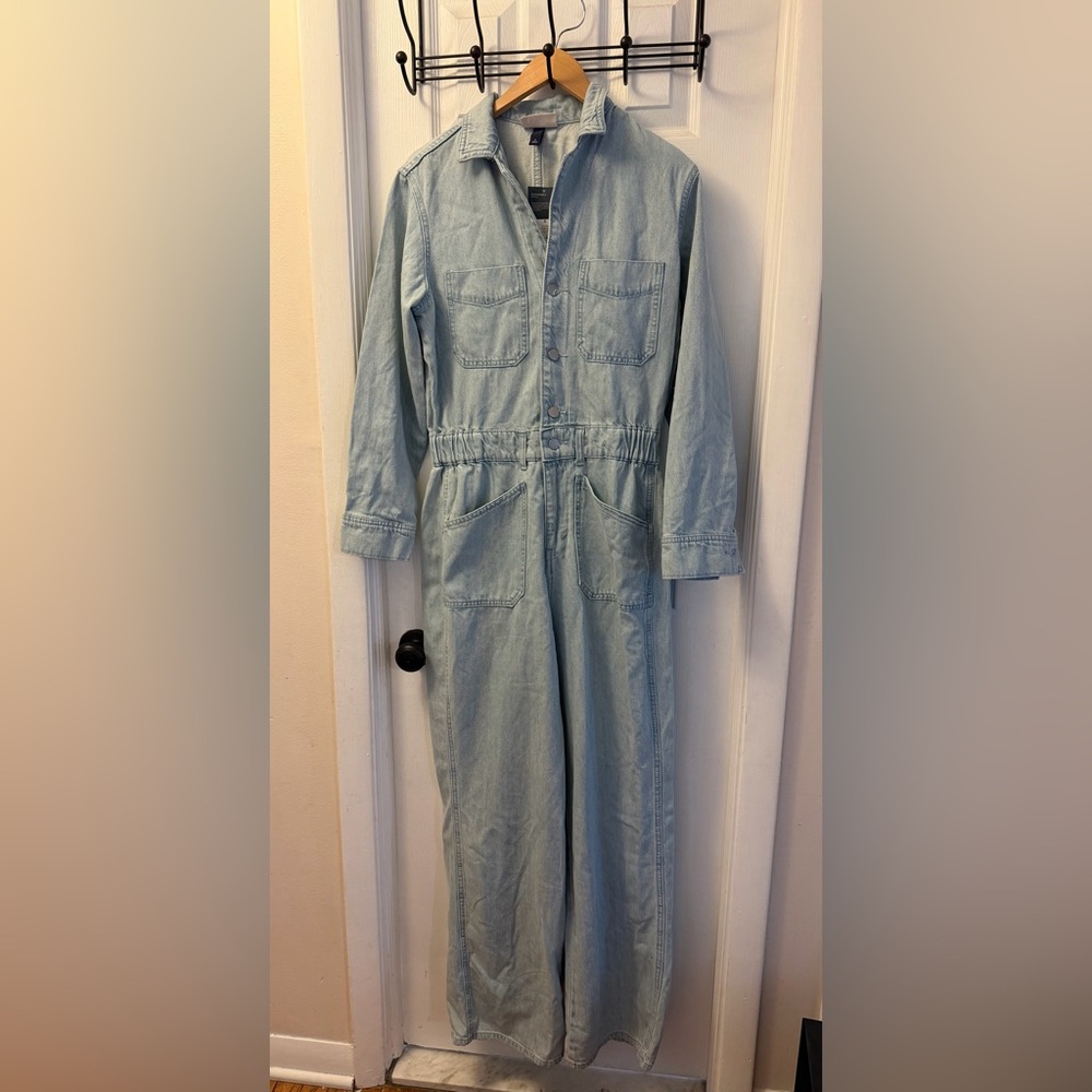 Light Blue Denim Utility Jumpsuit